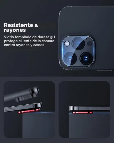 Vista 3 de Protector de lente de cámara para iPhone, vidrio templado 9H, antiarañazos, compatible con fundas, círculo nocturno, claridad HD sin burbujas