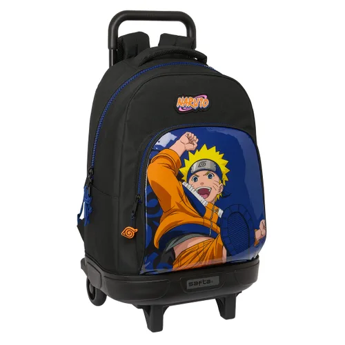 Vista 2 de Mochila Escolar con Ruedas Naruto Ninja Azul Negro 33 x 45 x 22 cm