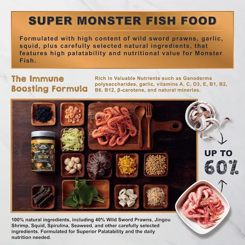 Vista 3 de Ultra Fresh Monster Fish Food, langostinos de espada salvaje, palos flotantes para Oscar, bajo, cíclidos grandes y peces tropicales, palo jumbo