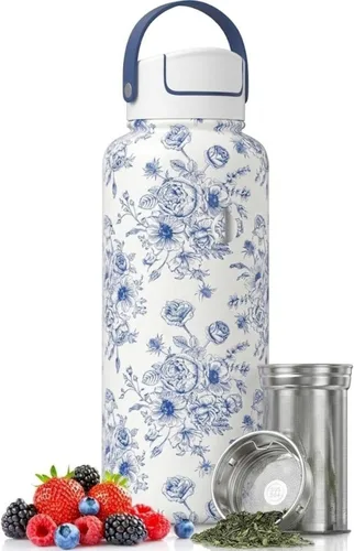 Vista 11 de Botella vaso térmico para té de 22 onzas con infusor, taza de viaje