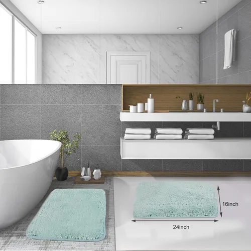 Vista 2 de Suchtale - Alfombra de baño antideslizante, tapete de baño de microfibra suave, absorbente de agua, peluda, lavable a máquina, para regadera, 16 x