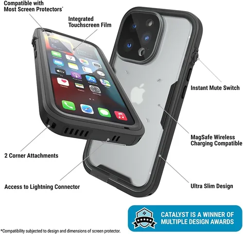 Vista 3 de Catalyst Funda de protección total para iPhone 13 Pro – 5 veces más impermeable iPhone 13 Pro, pantalla altamente sensible e identificación facial