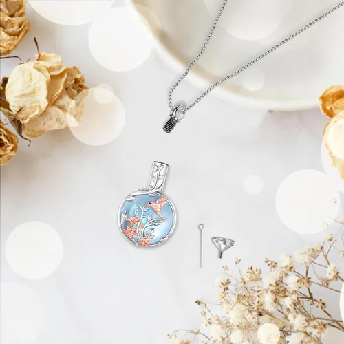Vista 6 de Cremation Jewelry - Collar de urna de plata de ley 925 para cenizas para mujeres y hombres, colgante conmemorativo para cenizas humanas, recuerdo