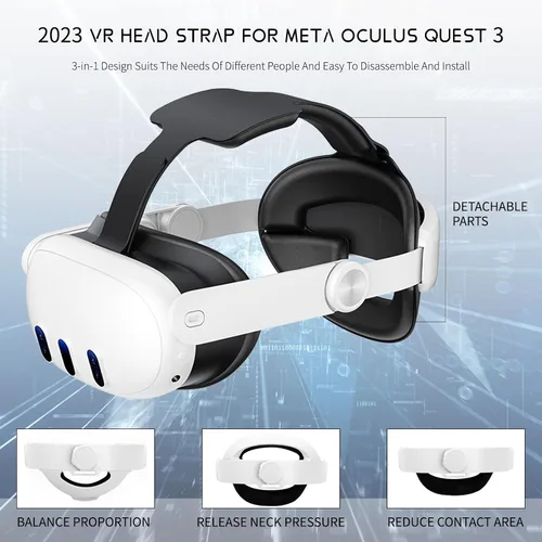 Vista 2 de KDYGPDCT Head Strap for Oculus Quest 3,3-in-1 Adjustable Halo Headband,Replacement for Elite Strap,Enhanced Comfort and Gaming Immersion VR