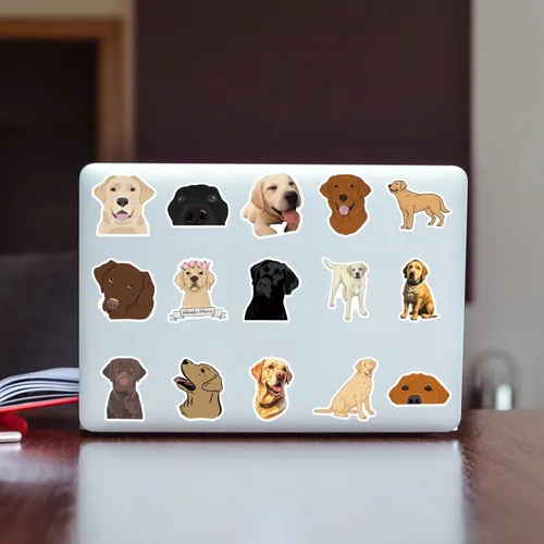 Vista 6 de 60 calcomanías de vinilo impermeable estético lindo dibujos animados animales perros calcomanías calcomanías para laptop, botellas de agua