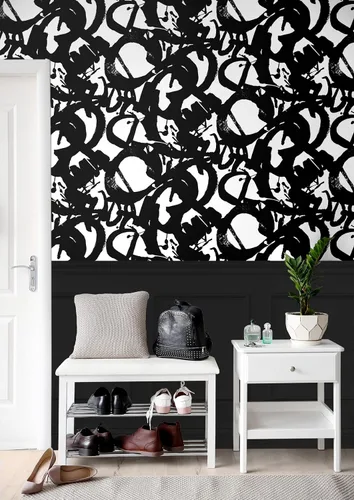 Vista 6 de NextWall Inkblot - Papel tapiz abstracto para despegar y pegar (ónix)