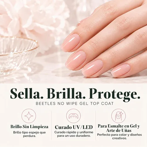 Vista 7 de Beetles Gel Polish Capa superior de gel que no se limpia de larga duración A-transparente-1
