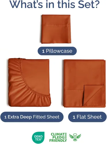 Vista 325 de Extra Deep Twin XL Sheet Set - 3 Piece College Dorm Room - White 01-Blanco