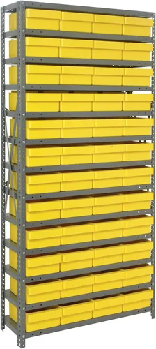 Vista 112 de Quantum QSBU-245BK Heavy Duty Shelving Unit with (7) Shelves and (24) QUS245 Black Bins for Garage Warehouse Storage Distribution 400 lb Load