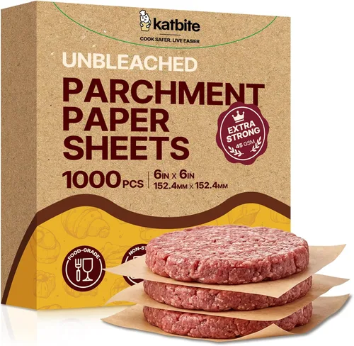 Vista 11 de Katbite 300 piezas de papel de hamburguesa de 6 x 6 pulgadas, papel de hamburguesa, hojas de pergamino sin blanquear, resistentes y antiadherentes