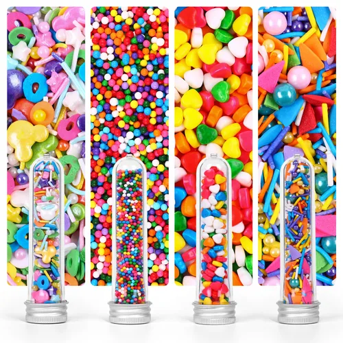 Vista 27 de Gránulos oculares para decoración de pasteles, chispas de perlas negras y rojas con murciélagos negros y dulces de globo ocular, perfectos