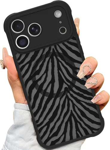 Vista 37 de AIGOMARA Magnetic Case for iPhone 16 Pro, Striped Floral - Black Black - Striped Floral