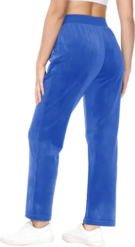 Vista 4 de TACVASEN Pantalones deportivos casuales para mujer, pantalones deportivos de terciopelo de vellón para correr, entrenamiento, descanso, pantalones