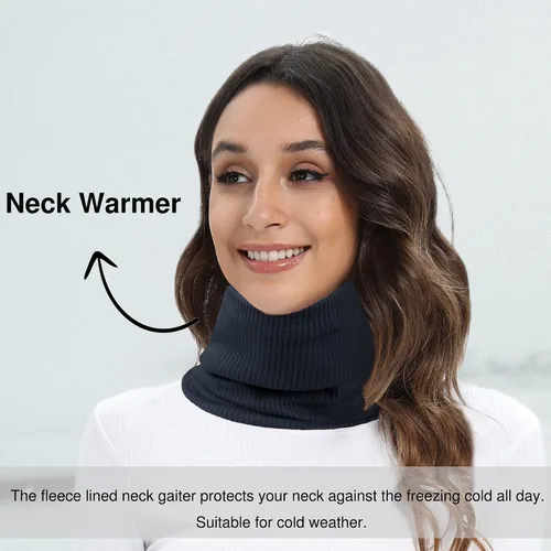 Vista 4 de Bufanda unisex con forro polar para el cuello, bufanda infinita de invierno para mujeres y hombres