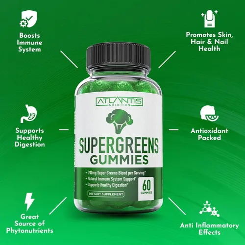 Vista 11 de Gomitas Supergreens & Ashwagandha – Ashwagandha promueve la calma y mejora el sistema inmunológico – Deliciosas superverduras con espinaca, brócoli