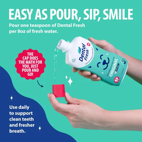 Vista 3 de Dental Fresh Aditivo de agua para perros y gatos, dientes limpios y aliento fresco, cuidado bucal diario de mascotas, solo añádelo al agua, sin