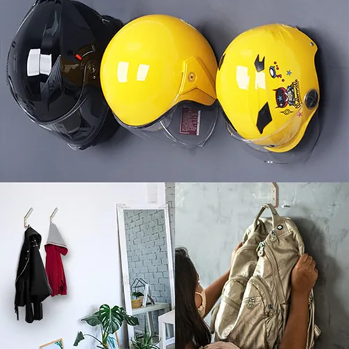 Vista 5 de EBaokuup Juego de 6 soportes para casco, soporte de pared para casco de motocicleta con tornillos de montaje (6 ganchos + 12 tornillos)