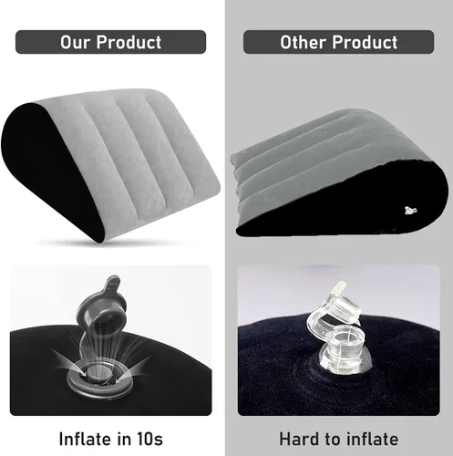 Vista 4 de Almohada inflable de cuña, almohada de apoyo lumbar, almohada de cuello para piernas para dormir, almohada inflable de viaje, almohada de rodilla