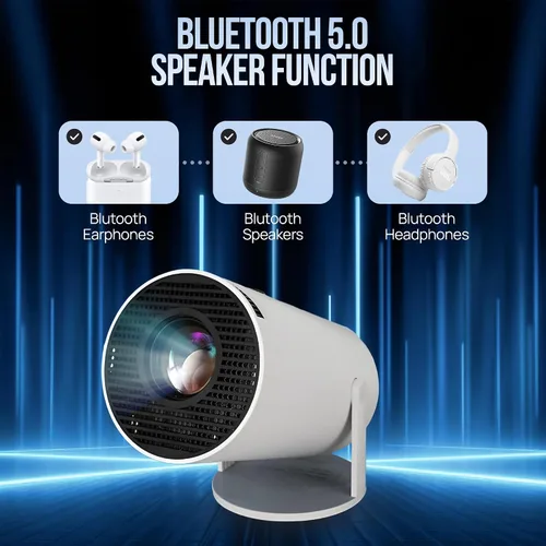 Vista 3 de Proyector mejorado con WiFi 6 y Bluetooth Mini Teatro de video inteligente portátil 4K HD 1080P Pantalla para exteriores Película Monitor de TV
