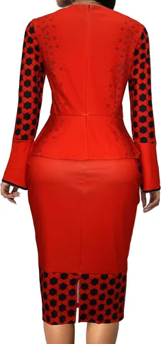 Vista 2 de Vestido para mujer, vestidos de iglesia para trabajo, negocios, entallado, manga dividida, cuello redondo, vestidos de lápiz florales