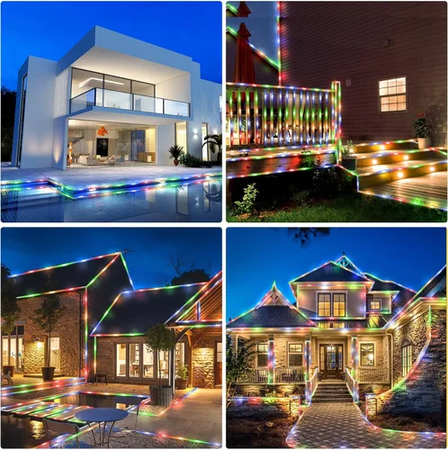 Vista 8 de Cuerda de luces LED de 100 pies, 720 luces LED impermeables conectables de Navidad para interiores y exteriores, cubierta, piscina, paisaje, fondo