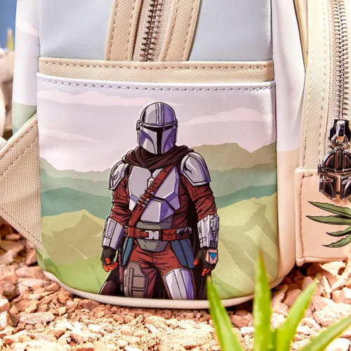 Vista 10 de Loungefly The Mandalorian Grogu Stone - Mini-mochila que brilla en la oscuridad, exclusiva de Tienda