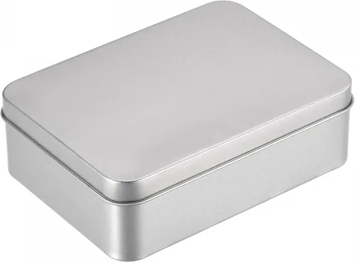 Vista 11 de uxcell Caja de Lata de Metal, 3.54" x 3.54" x 2.17" Recipientes Rectangulares Vacíos de Hojalata con Tapas, Tono Plateado, para Organizador