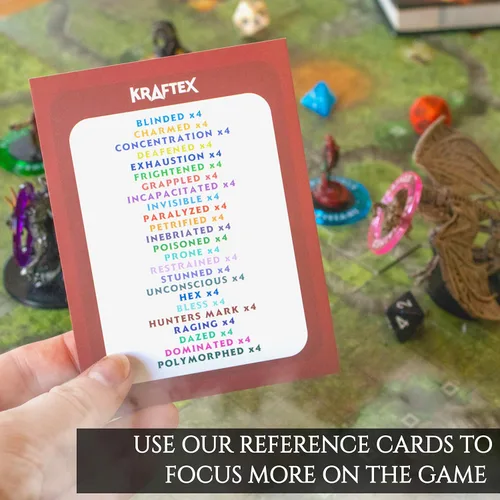 Vista 5 de Kraftex Anillos de condición DND [96 piezas]: Accesorios para Dungeon Masters para rastrear efectos de hechizos. Marcadores de condición Los