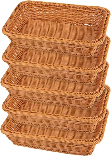 Vista 7 de 3 piezas de cesta de mimbre para pan de 16 pulgadas, cesta de servicio tejida, cesta de servicio de alimentos de mesa para restaurante, panadería