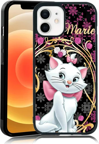 Vista 62 de Elegante funda de teléfono con diseño de gato Marie compatible con iPhone 11, funda de encaje dorado para iPhone, a prueba de golpes, rosa fucsia