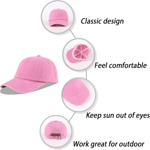 Vista 5 de LANGZHEN Gorra de béisbol unisex 100% algodón, para hombres y mujeres, de mezclilla lavada, ajustable, sombrero de papá