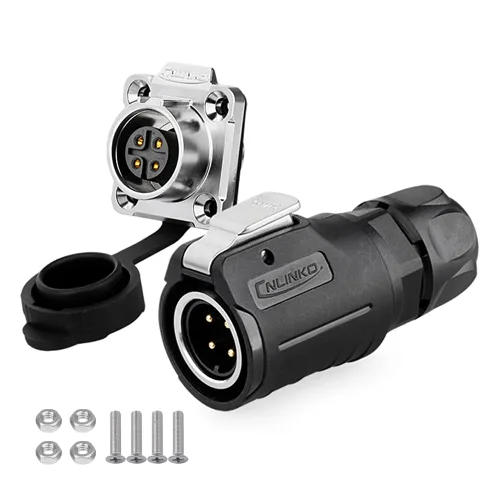 Vista 12 de CNLINKO Conector de enchufe macho y hembra de 2 pines industrial impermeable de alimentación, conector circular de cable M16 10A, conector ciego