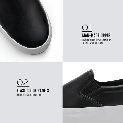 Vista 4 de JABASIC Mocasines de plataforma sin cordones para mujer, mocasines cómodos y casuales