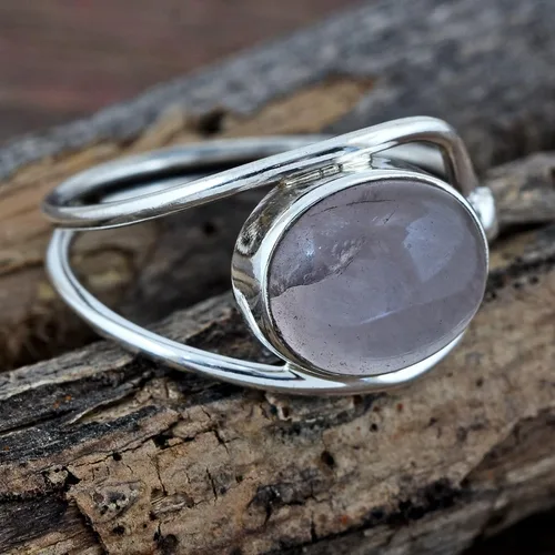 Vista 4 de Anillo de plata de ley 925 para mujer, anillo de piedras preciosas naturales, anillo de aniversario de plata de ley, juego de bisel