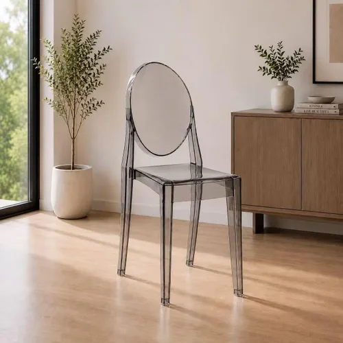 Vista 6 de 2xhome - Silla auxiliar estilo Victoria Ghost Silla de acrílico transparente (transparente), individual, juego de 1 Claro