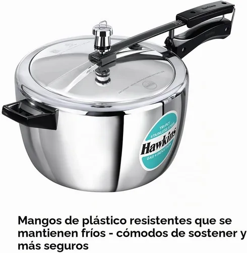 Vista 4 de HAWKINS Triply - Olla a presión de acero inoxidable, olla ancha, tapa interior, 7 litros, color plateado