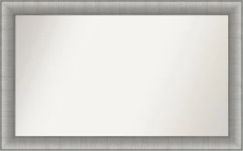 Vista 106 de Amanti Art Espejo de baño plateado para sobre el fregadero, 28 x 37 pulgadas, elegante espejo rectangular de peltre cepillado, marco de madera