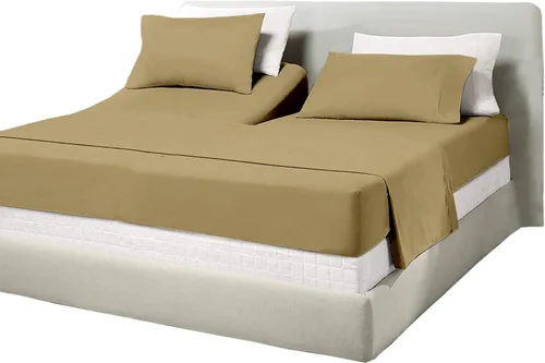 Vista 18 de Juego de sábanas de algodón de 600 hilos tamaño Queen dividido para base de cama ajustable, juego de sábanas de 4 piezas con bolsillo profundo