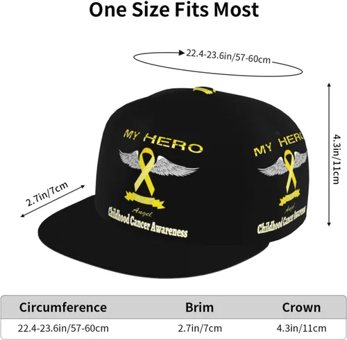 Vista 2 de My Hero is Now My Angel Childhood Cancer Awareness Baseball Cap Four-Sided Printing Flat Bill Brim Cool Hip Hop Trucker Hat Men Women Adjustable