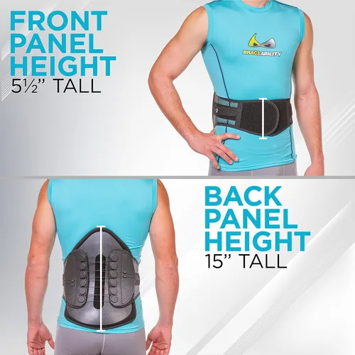 Vista 6 de BraceAbility Soporte lumbar para espalda de descompresión – Cinturón de corsé lumbosacro semirrígido ajustable para discectomía, laminectomía