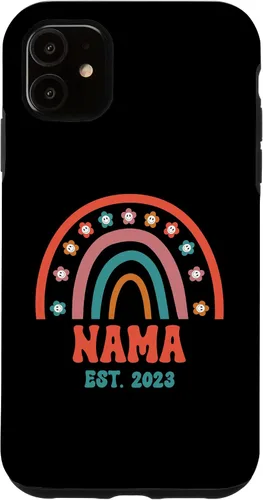 Vista 6 de iPhone 12 mini Retro Nama Groovy Grandma Est. 2023 Rainbow Boho Style Case