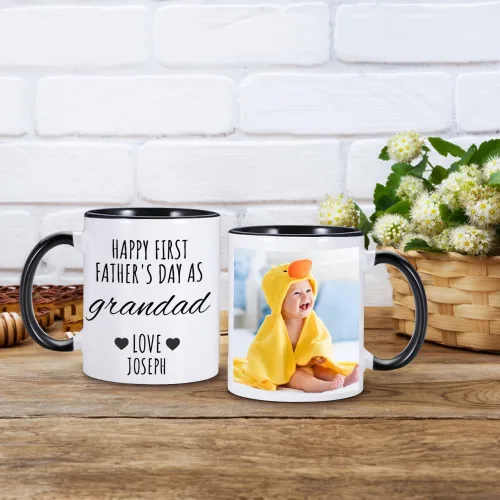 Vista 9 de Taza de café personalizada con imagen, texto y nombre, tazas personalizadas por ambos lados de 11 onzas, regalos personalizados para mamá, papá