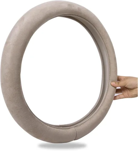 Vista 5 de CAR PASS Funda para volante de automóvil, 14.5-15 pulgadas, gamuza sintética beige, universal, de espuma viscoelástica, transpirable