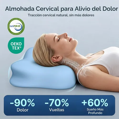 Vista 3 de Almohada cervical para aliviar el dolor de cuello, almohada cervical de espuma viscoelástica para dormir, almohadas ergonómicas para dormir de lado