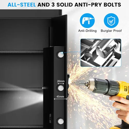 Vista 2 de Caja de seguridad grande de 7.0 pies cúbicos a prueba de incendios para el hogar, caja de seguridad digital antirrobo con cerradura de combinación