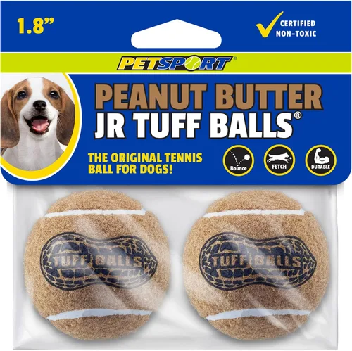 Vista 10 de PetSport Jr. Happy Birthday Tuff Ball - Juguetes para perros Paquete de 4 pelotas de tenis pequeñas (1.8 pulgadas) seguras para mascotas y goma