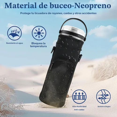 Vista 4 de Funda de almacenamiento para licuadora portátil Ninja Blast con correa para el hombro y bolsillo para accesorios Compatible con Ninja Negro