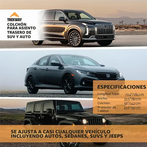 Vista 4 de Offroading Gear Colchón inflable de aire para asiento trasero SUV con cámaras laterales – cama de camping para coche – para 4Runner, Outback