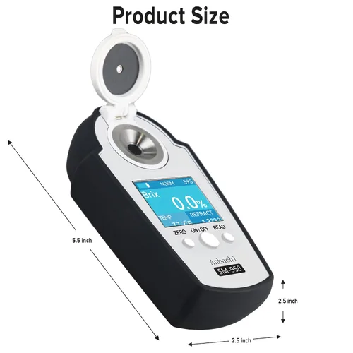 Vista 4 de Refractómetro digital Probador digital BRIX Medidor de azúcar Ideal para agua potable Bebidas Kombucha Huerto Jugo de frutas Contenido