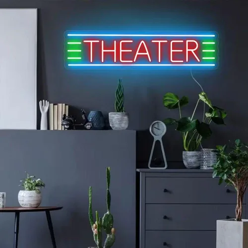 Vista 4 de Letrero de neón LED de teatro, decoración de habitación, letreros de neón personalizados para decoración de teatro, luz LED de neón personalizada